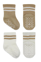 Nessiworld Bistyle Non-Slip Hoop Socks 2-Pack BS10125 Beige-Ecru